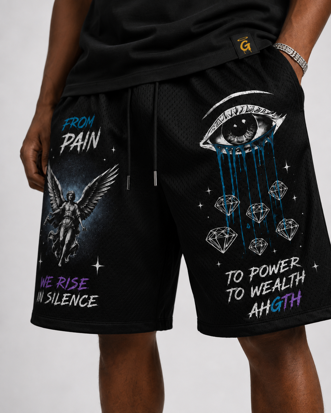 PAIN TO POWER MESH SHORTS